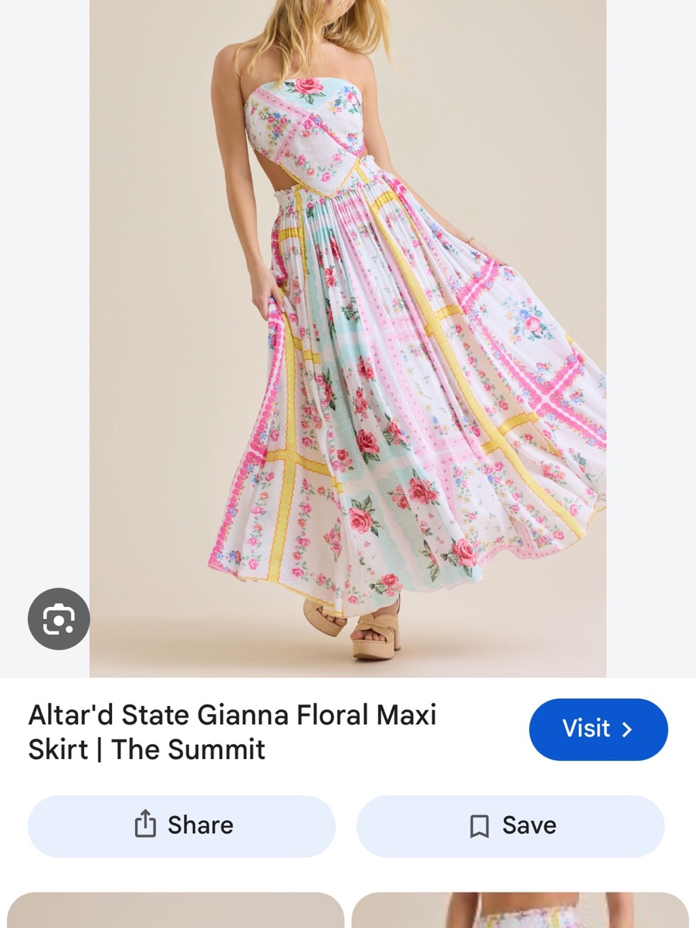 Altar'd State Pastel Floral Patchwork Maxi Skirt - Pink, Yellow, Mint, Cream